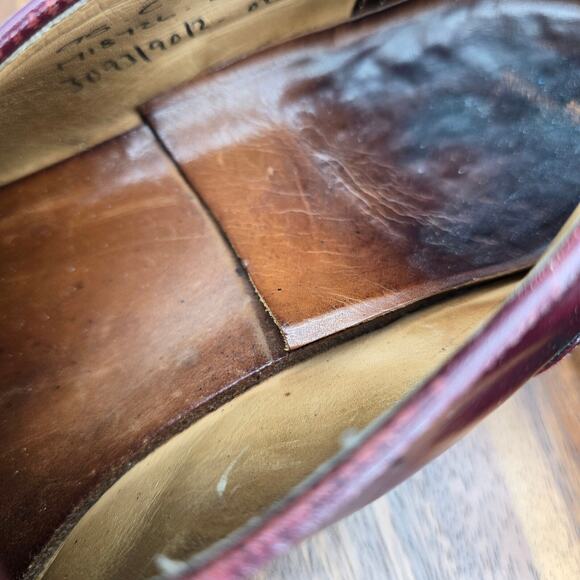 Church's Loafers Men's 10.5 US 9.5 UK C Burgundy Leather Buckle Cap Toe Shoes - Picture 9 of 11